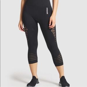 Gymshark Energy Seamless Cropped Leggings Black SMALL